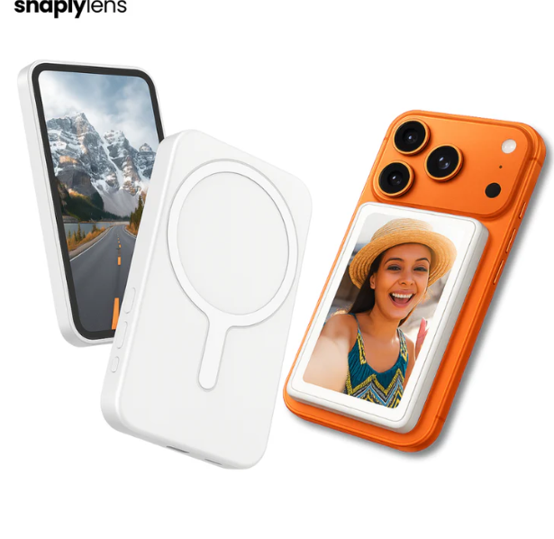 Snaplylens™ Pantalla selfie para verte mientras grabas o tomas fotos.