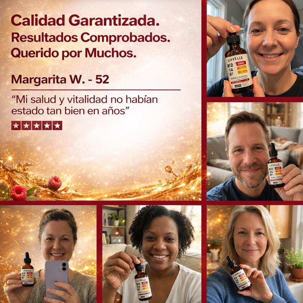 "Más energía, mejor ánimo, mente clara y defensas fuertes… en 5 gotitas al día."