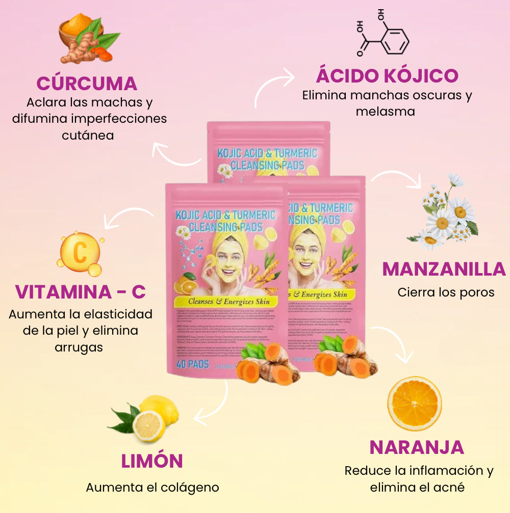 Almohadillas Aclarantes de Cúrcuma y Ácido Kójico